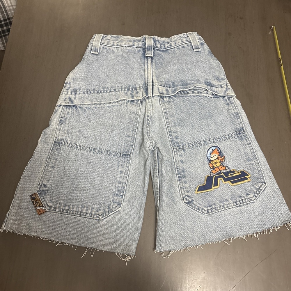 Vtg 90s JNCO Jeans Shorts Flame Head Baggy ‎ Hiphop Grunge USA Size 8 22 Skater